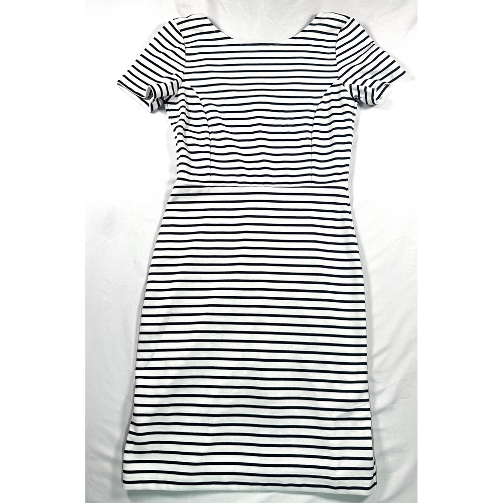 Banana Republic Striped Sheath Dress Navy White Short Sleeve Scoop Neck Size 0